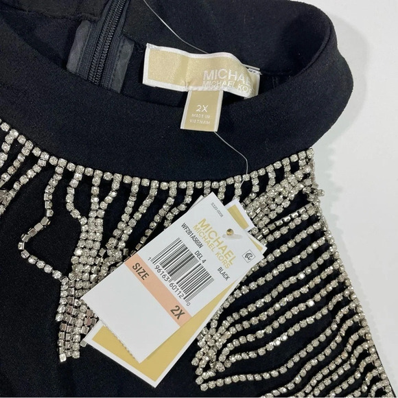 New Michael Kors Halter Neck Mini Dress Rhinestone Fringe - Picture 5 of 8